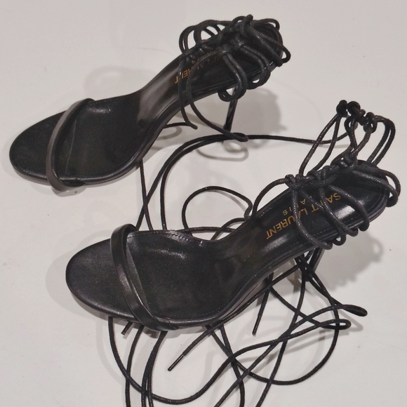 Saint Laurent Leather Lexi Lace-Up Sandals With Stiletto Heels Size 39 - Picture 8 of 14